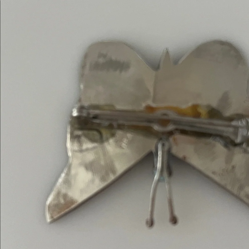 VINTAGE brooch MEXICO HAND MADE ABALONE BUTTERFLY PIN